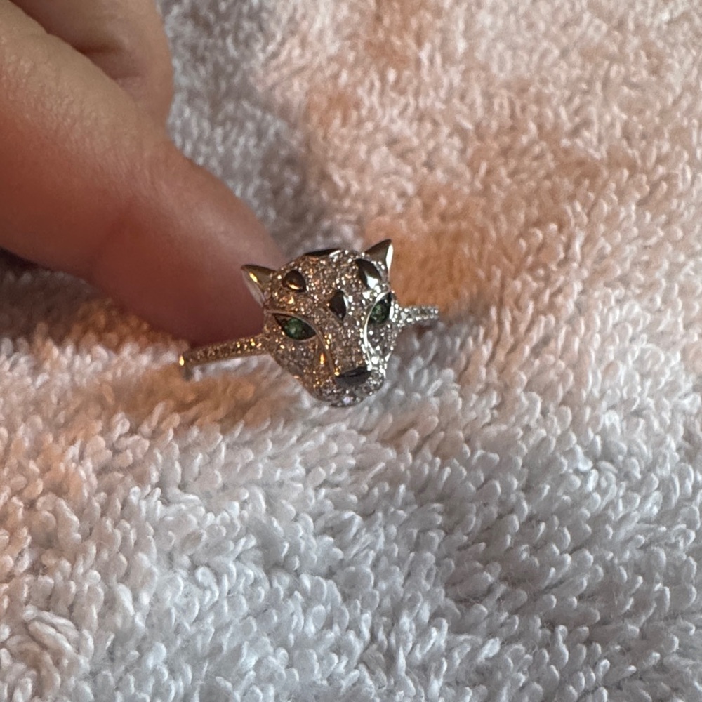Leopard Ring, Jaguar Ring, Panther‎ Jewelry 925 Sterling Silver White Gold Over